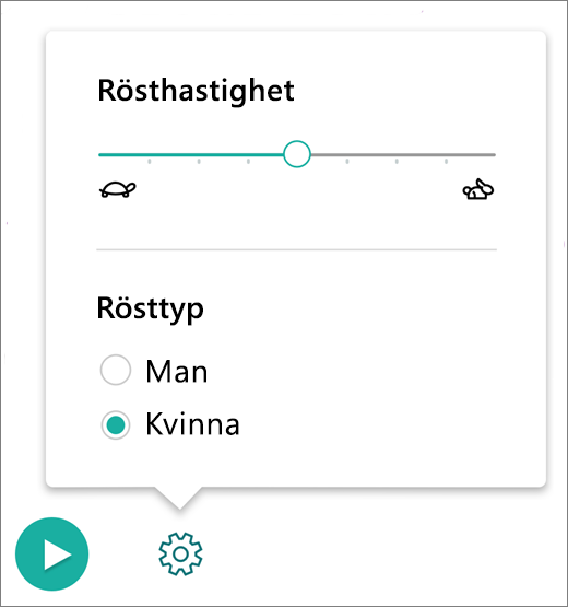 Menyn Röstkontroll i Avancerad läsare