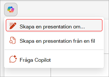 Skärmbild av Copilot-knappen ovanför PowerPoint-bilden.