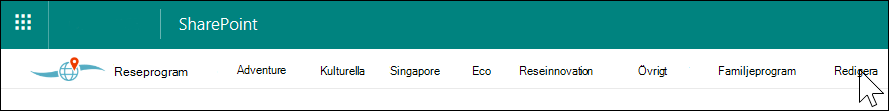 Navigering i SharePoint-hubben