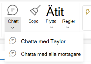 Chatta i menyfliksområdet för e-post som väljs för nedrullningsbar meny