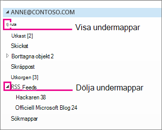 Visa och dölj undermappar