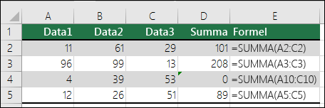 Excel visar ett fel när en formel inte matchar mönstret i närliggande formler