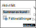 Fältinställningar i menyfliksområdet