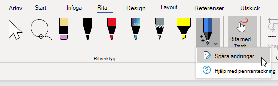 Välj Spåra ändringar för pennan Pennanteckningsredigering.