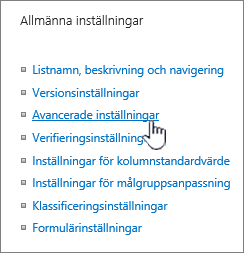 Klicka på avancerade inställningar i fönstret Inställningar