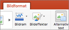 Knappen Alternativtext i menyfliksområdet i PowerPoint för Mac