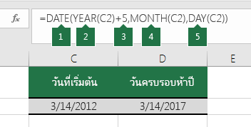 คำนวณวันที่โดยอ้างอิงตามวันที่อื่น