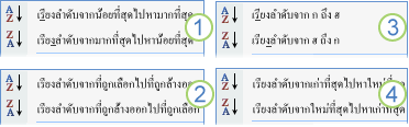 ตัวเลือกการเรียงลำดับ