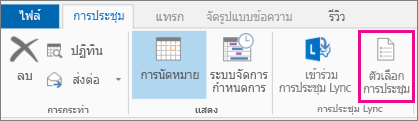 ปุ่ม ตัวเลือกการประชุม ใน Outlook 2013