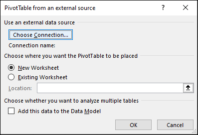 PivotTable จากแหล่งข้อมูลภายนอก