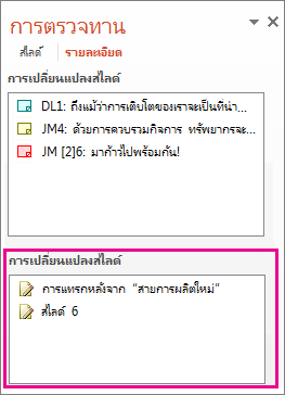 การเปลี่ยนแปลงงานนำเสนอ