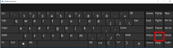 คีย์บอร์ดบนหน้าจอของ Windows 10 ที่มี Scroll Lock