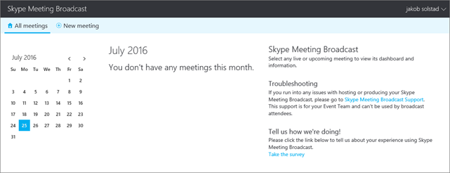 รูปภาพของพอร์ทัลการออกอากาศการประชุม Skype