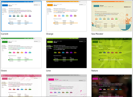 หน้า SharePoint Online ที่แสดงรูปเทมเพลตของไซต์