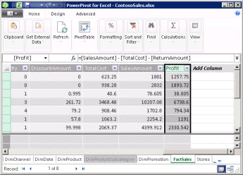 คอลัมน์จากการคำนวณใน PowerPivot