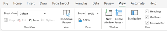 การเริ่มต้นใน โปรแกรมช่วยอ่าน ใน Excel สำหรับเว็บ