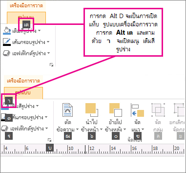 คีย์ลัดใหม่ให้ใช้ตัวอักษรลัดคู่กันในการเปิดแท็บเครื่องมือการวาดภาพ