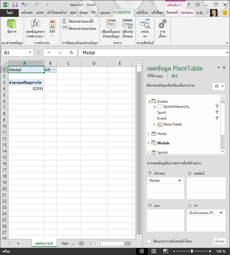 PivotTable ที่เกือบว่างเปล่า