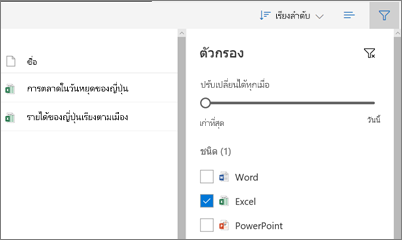 สกรีนช็อตของการปรับมุมมอง แชร์กับฉัน ให้พอดีกับOneDrive for Business