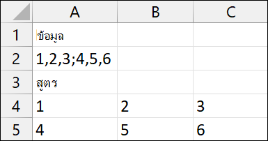 ตัวอย่าง Excel TextSplit 2