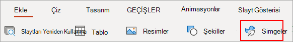 Simgeler'i seçin.