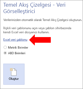 Excel Veri Şablonu bağlantısını seçme