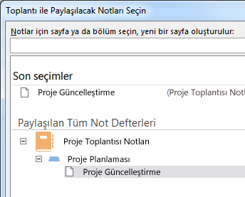 Paylaşılacak notları seçme