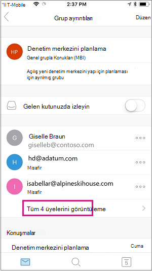 Grup üyelerini görmek için Tüm üyeleri görüntüle bağlantısını seçin