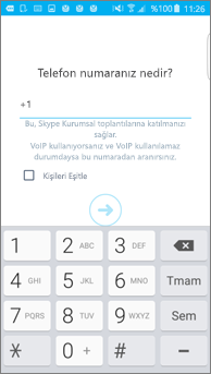 Bir Android telefona çağrı numaranızı girdiğiniz pencerenin ekran görüntüsü
