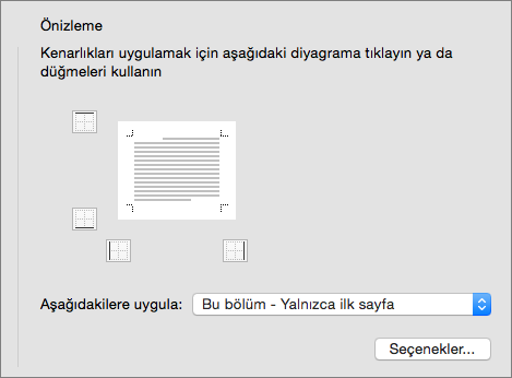 Kenarlık ve Gölgelendirme iletişim kutusunda Önizleme kutusu görüntülenir