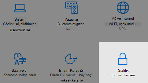 Windows 10'da gizlilik ayarları nerede bulunur.