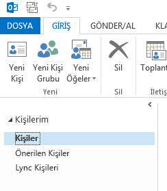 Kişilerim’in altında, Kişiler klasörüne sağ tıklayın.