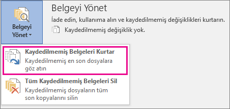 Office 2016 Kaydedilmemiş Belgeleri Kurtar