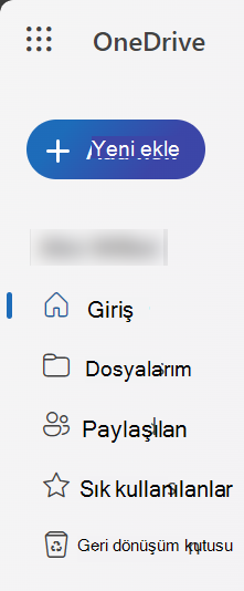 yeni ekle düğmesiyle 2024'te alınan yeni OneDrive web panosunun ekran görüntüsü