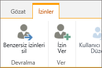 Benzersiz İzinleri Sil düğmesi