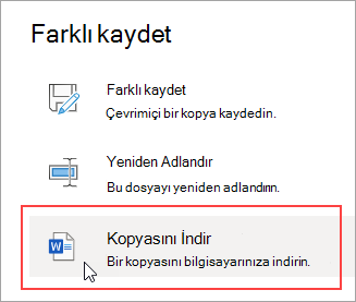 Farklı Kaydet - Bir kopyasını indir