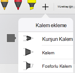iPad ve iPhone için Office'teki kalem galerisinde kalem dokusu bulunur