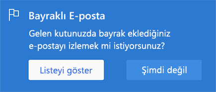 Listeyi göster veya Şimdi değil’i seçerek Bayrak Eklenmiş E-postaları etkinleştirme seçeneği