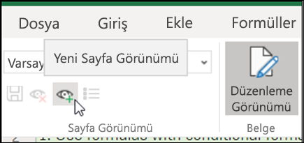 Sayfa Görünümleri grubunda Yeni düğmesi