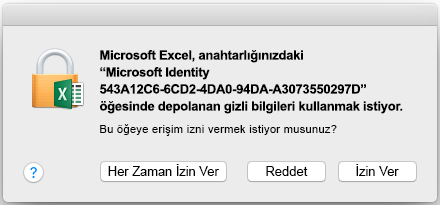 Office Mac 2016 anahtarlık istemi