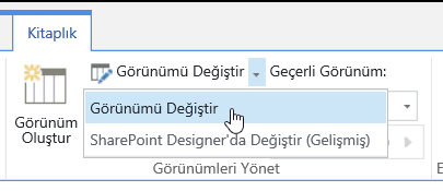 Görünümü Değiştir’in vurgulu gösterildiği Kitaplık sekmesi