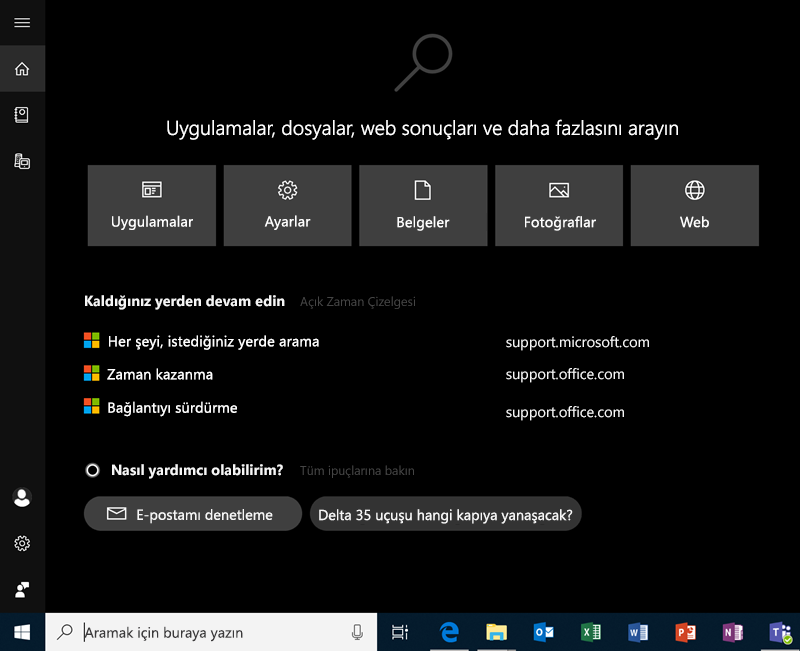 Windows 10'da arama