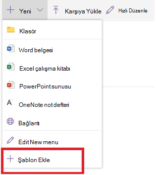 Şablon Ekle