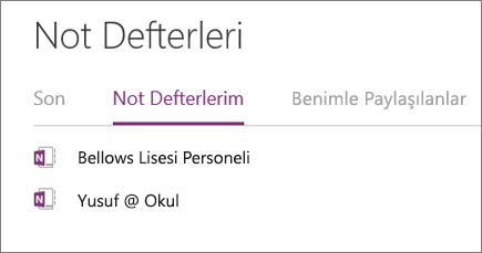 Web için OneNote'daki Not Defterlerim bölümünüzdeki Personel Not Defteri