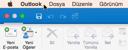 Hangi Outlook sürümüne sahip olduğunuzu görmek için, menü çubuğunuzda Outlook’u seçin.