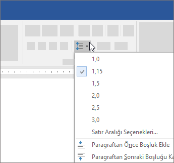 Word'de satır aralığını değiştirme seçenekleri