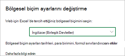 Bölgesel biçim ayarlarını değiştirme