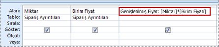 Bir sorguda hesaplanan alan oluşturmak için ifade kullanma