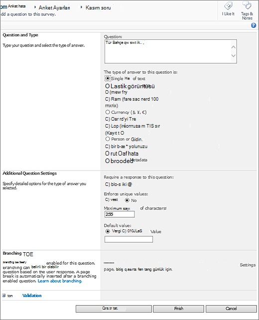 SharePoint 2010 yeni soru sayfası