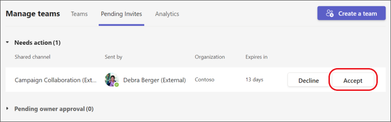 Teams - Paylaşılan kanal ekip daveti kabul etme